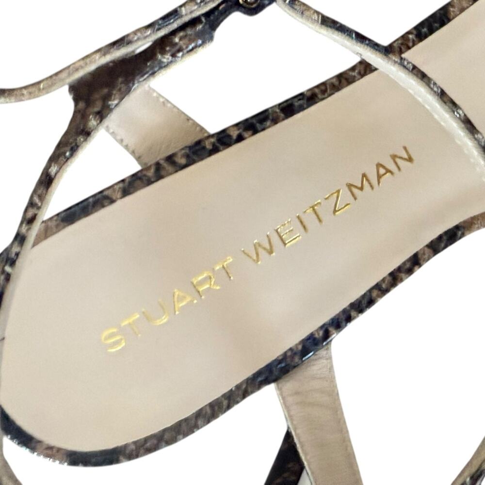 Stuart Weitzman Babette Snake-Embossed Leather Sandals – Sz 9B - Picture 9 of 10